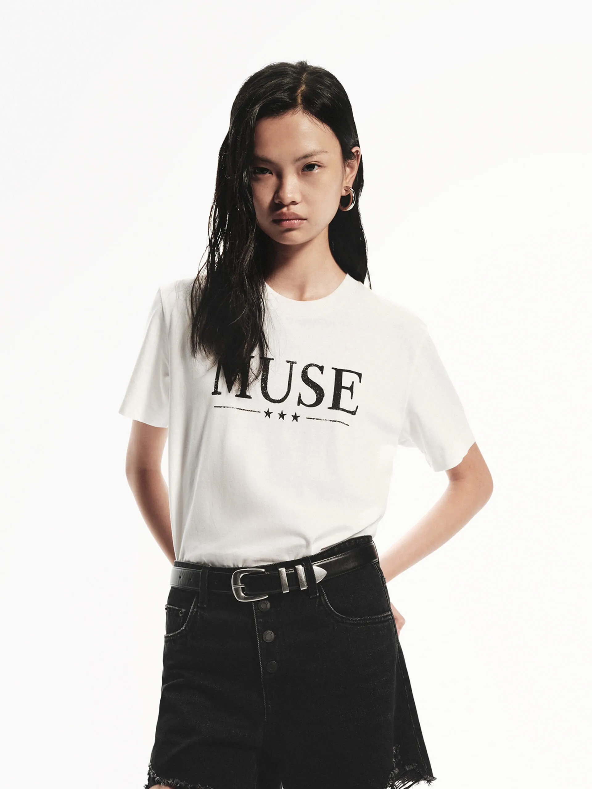 MUSE Print Cotton T-shirt City Smart Look