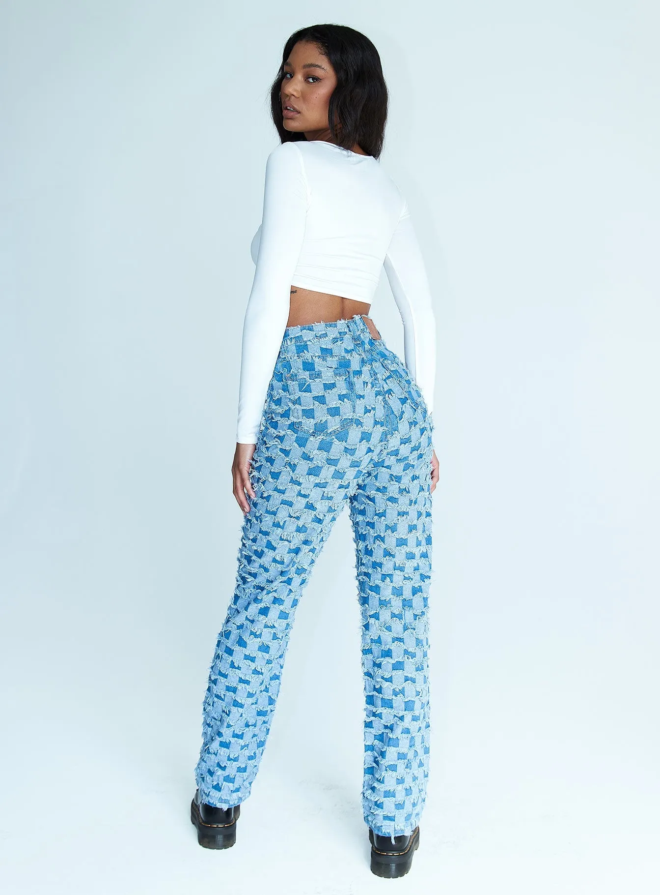 Eco Friendly Date Night Weighted Hemline Michigan Lillie Wide Leg Denim Jeans