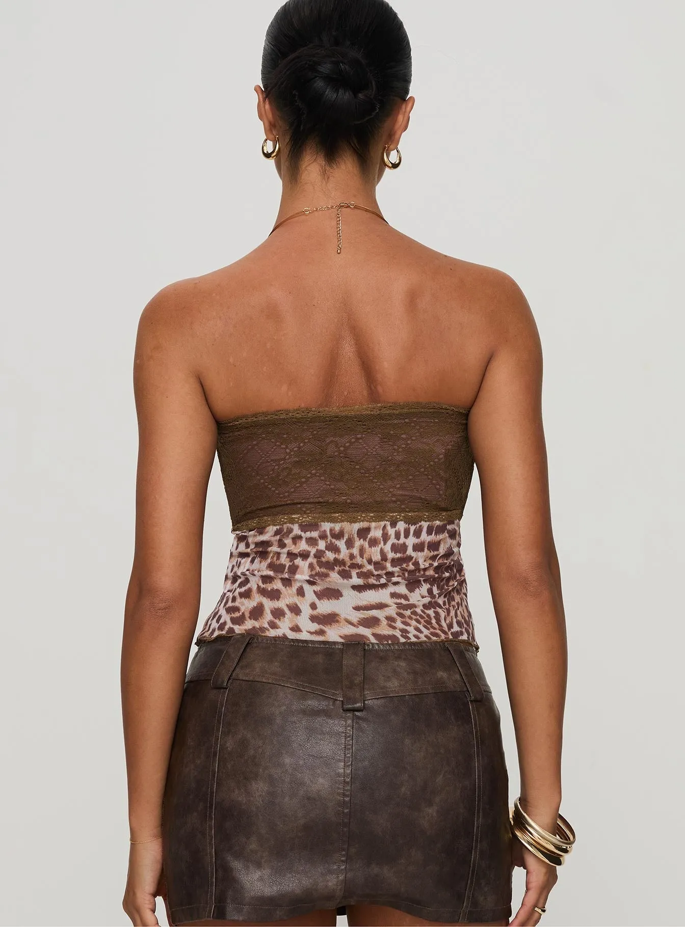 Art Deco Top Brown TaglessCollar