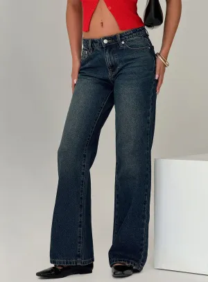 Friction Free Inner Lining Durable Eco Friendly Cybele Mid Rise Straight Leg Jeans Dark Denim