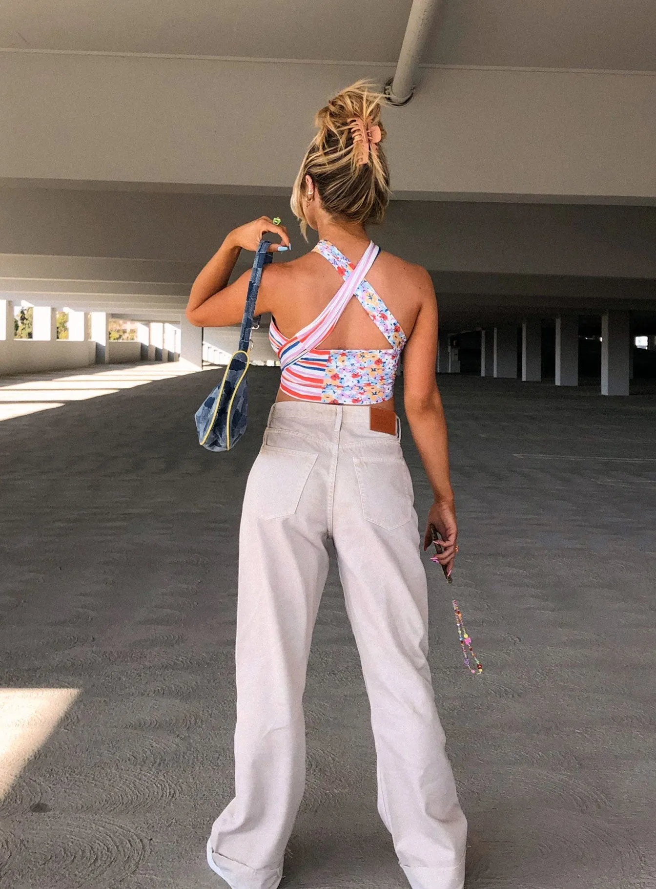 Street Mood Cheerful Denim Jeans Cream