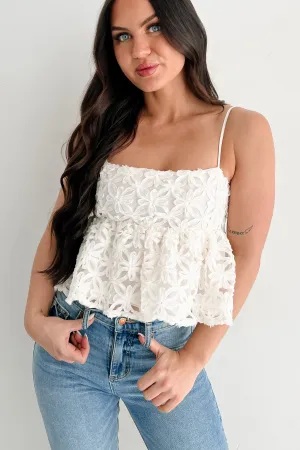 Modern Icon Textured Floral Babydoll Tank (Cream) Quick Access Pocket