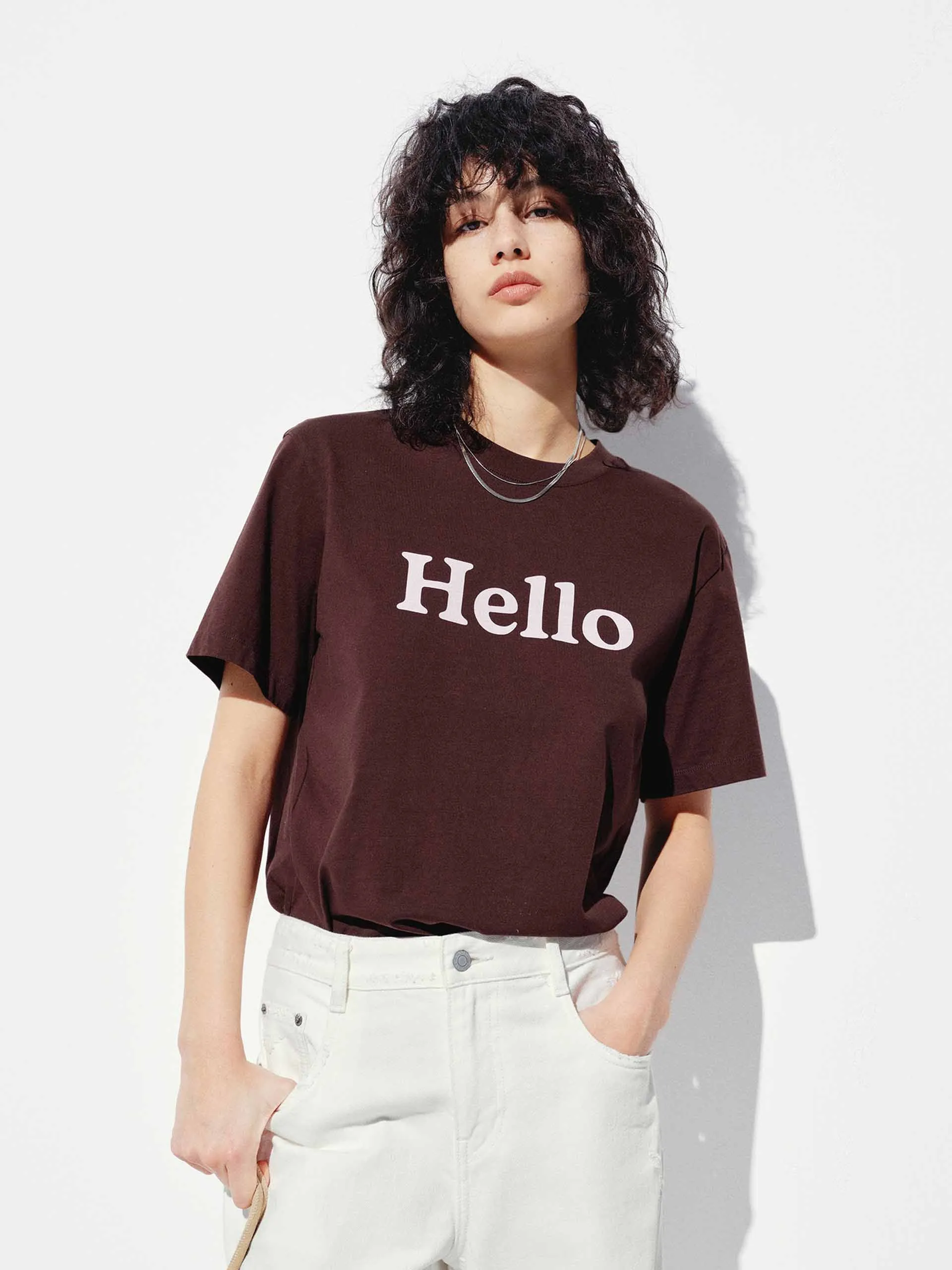 Cotton Slogan Printed T-shirt Relaxed Wearable