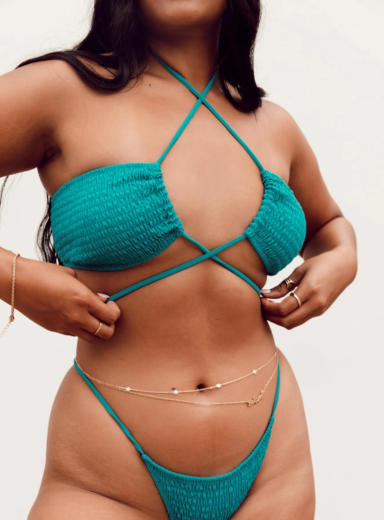 Flexible Underwire Quick Pull Adjustment Ava Bikini Top Blue
