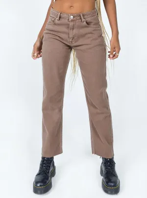 Eda Straight Leg Jean Brown Nature Lover Gym Ready Music Event