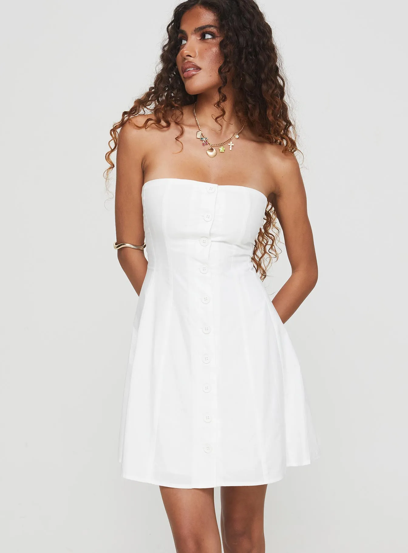 Garden Lane Ethereal Air Kisses Lace Up Mini Dress White