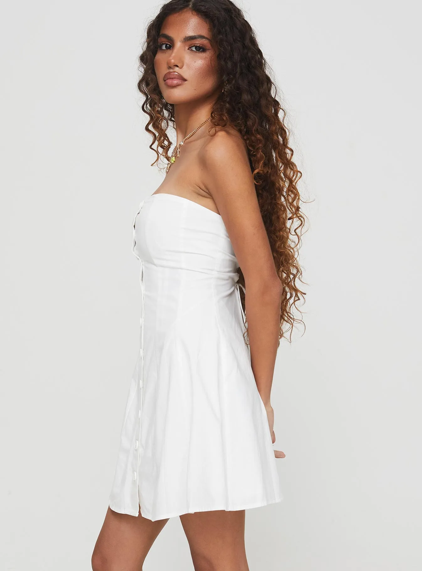 Kisses Lace Up Mini Dress White Heat Proof