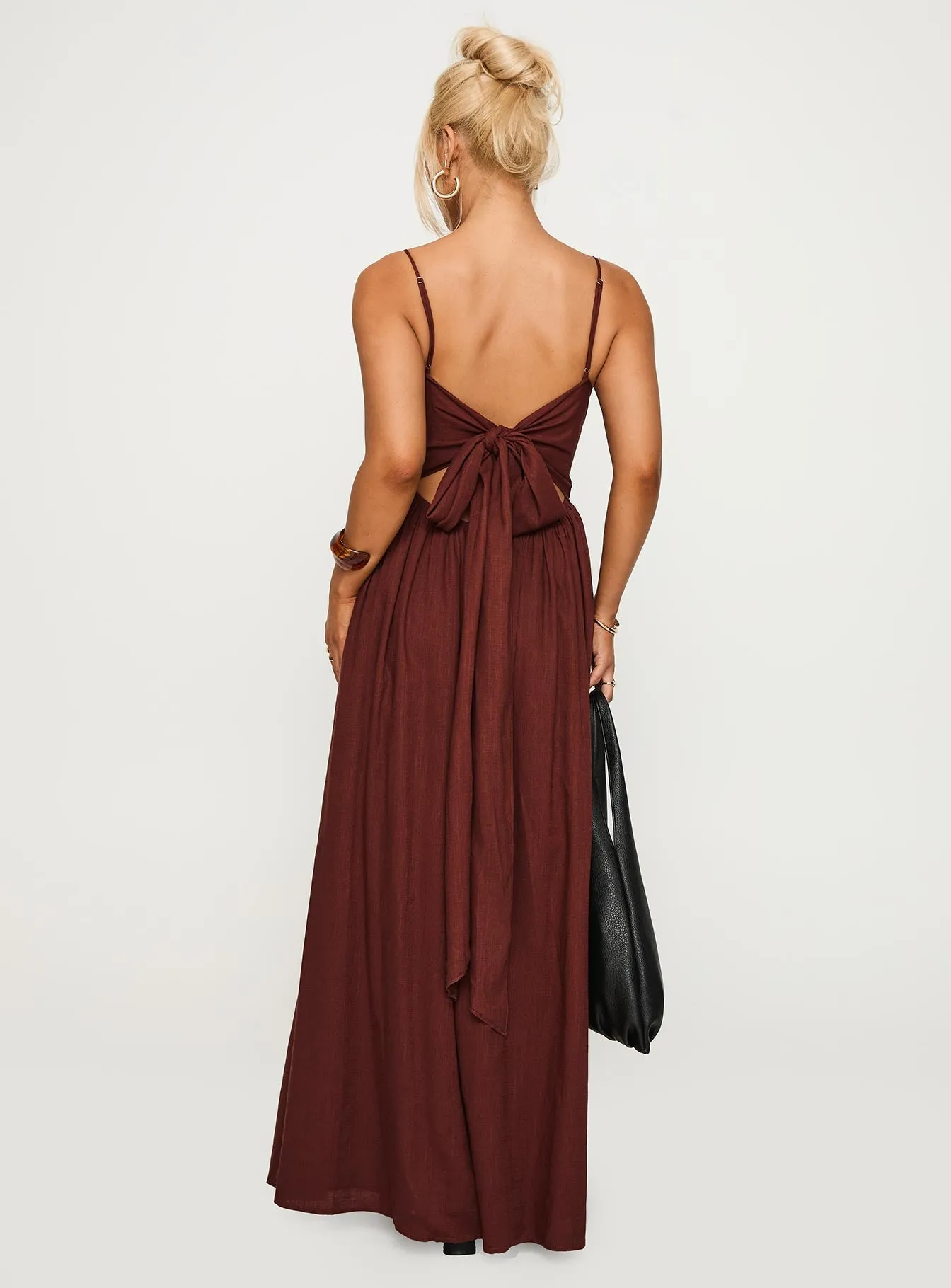 Palisades Tie Up Maxi Dress Brown Orchard Walk