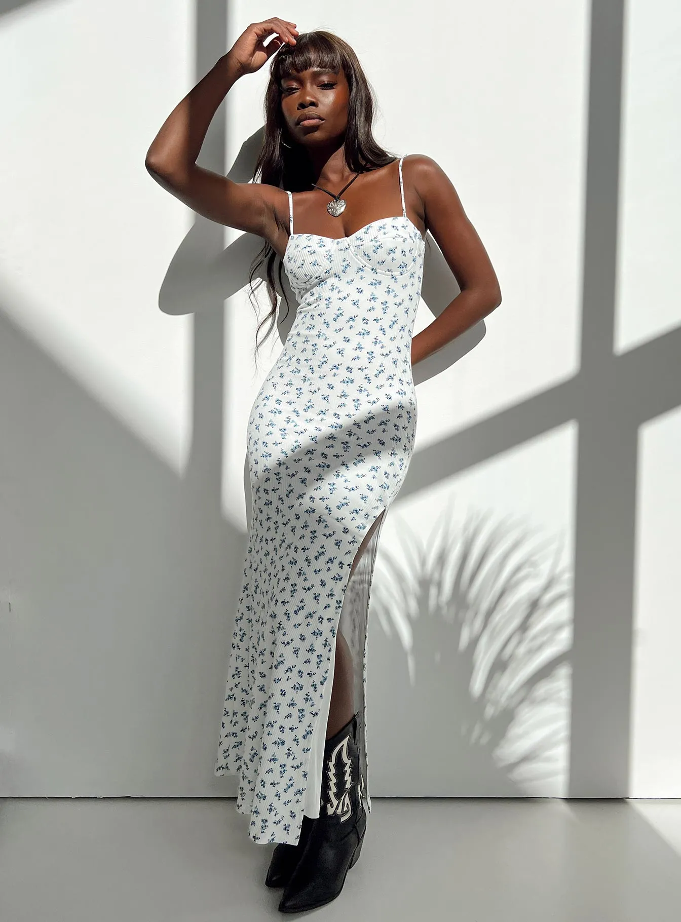 Patch Work Silent Sea Belladonna Maxi Dress Blue Floral