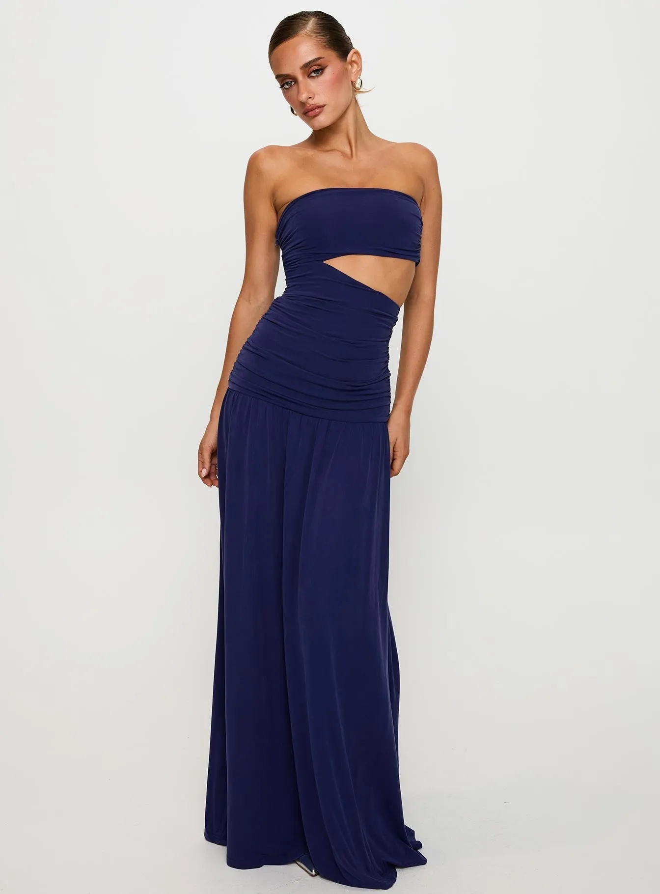 Grandeur Strapless Maxi Dress Navy Island Trail