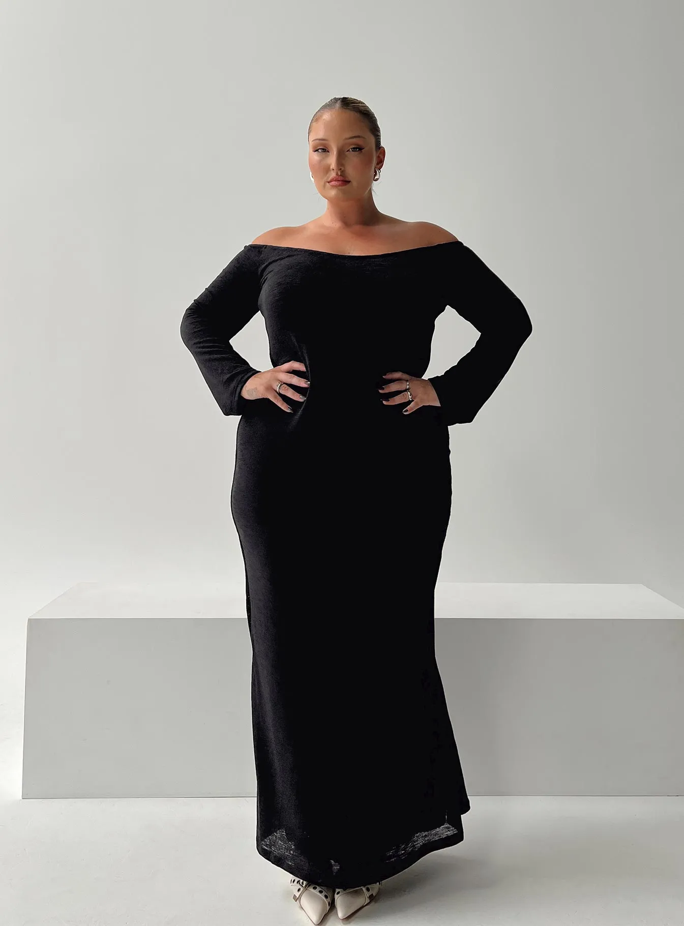 Korey Off The Shoulder Maxi Dress Black Curve Versatile occasion dress
