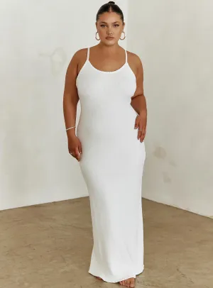 Golden Sand Peony Bloom Kattan Maxi Dress White Curve