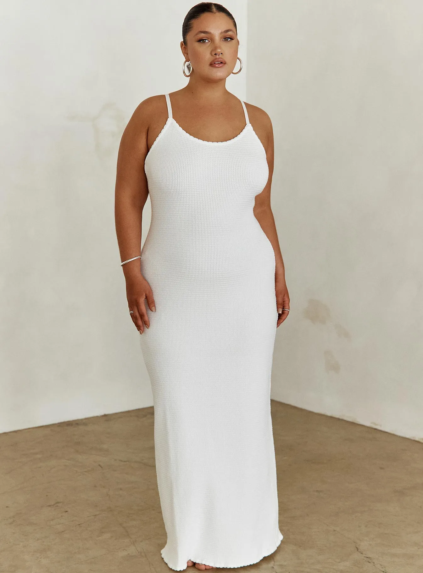 Kattan Maxi Dress White Curve Fashion-forward long piece Harbor Stroll