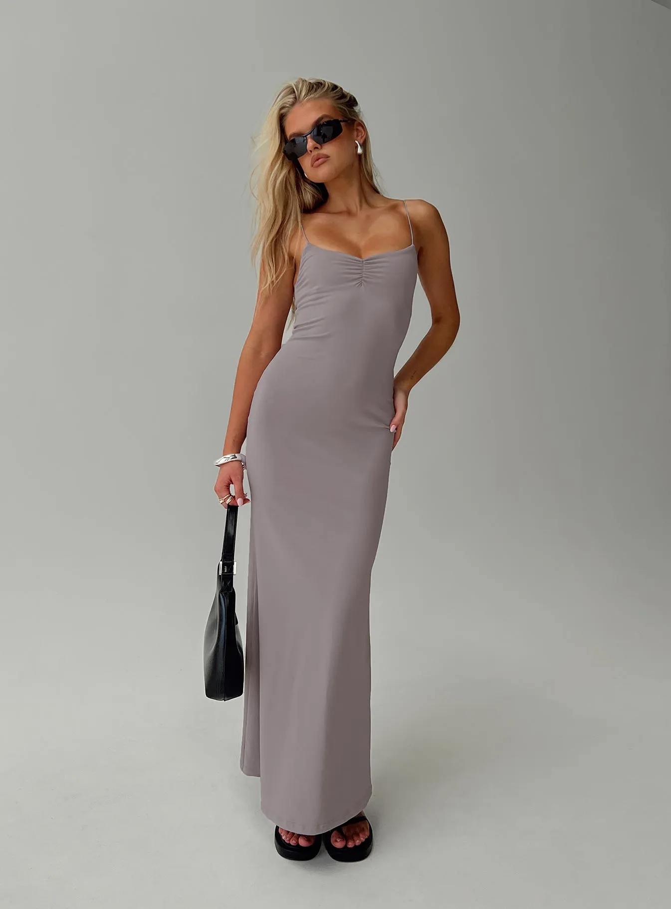Arabellia Maxi Dress Grey Steel Glow Comfortable casual maxi