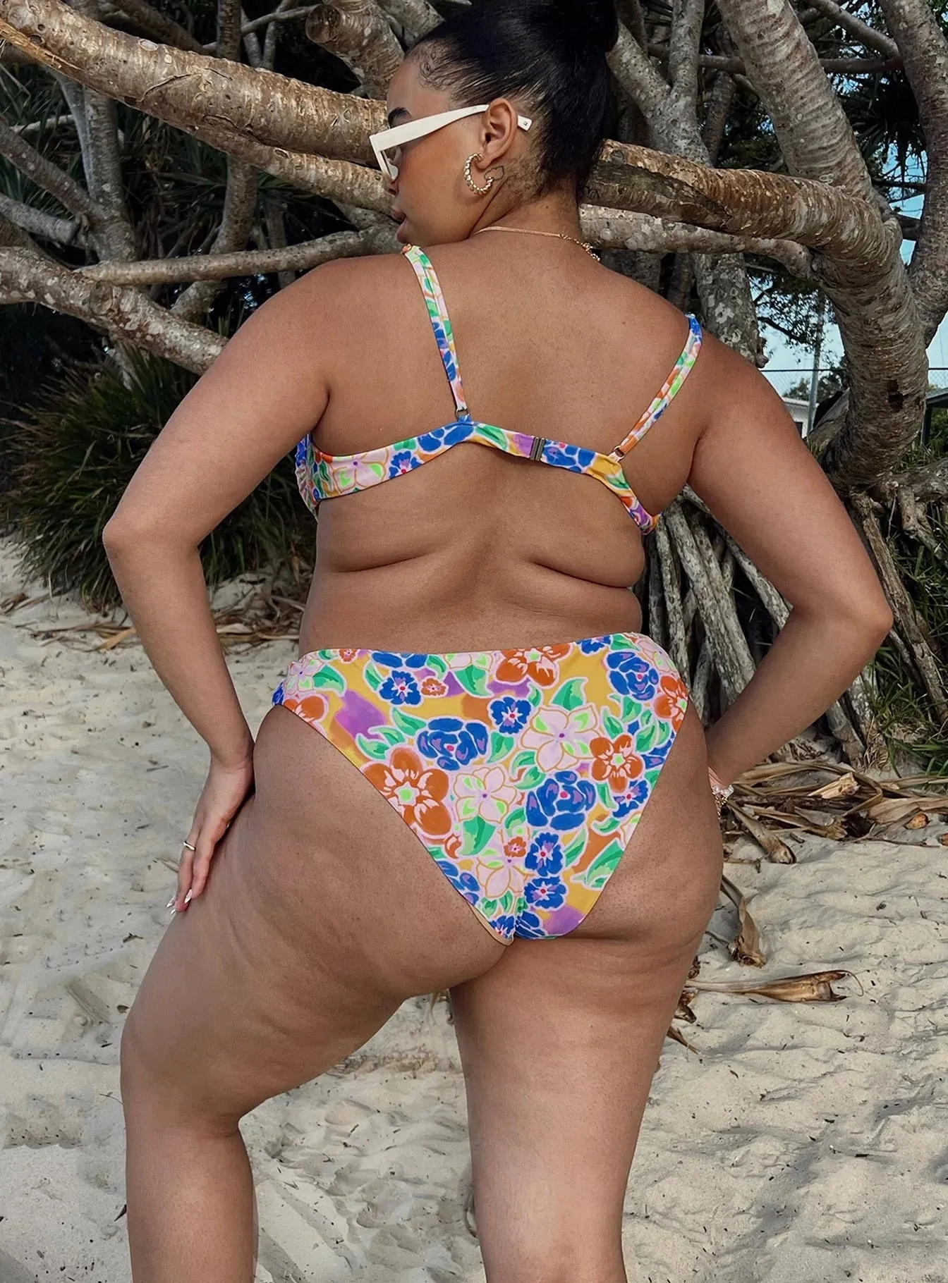 Seamless Edge Binding Ellie Bikini Bottoms Multi Floral Curve