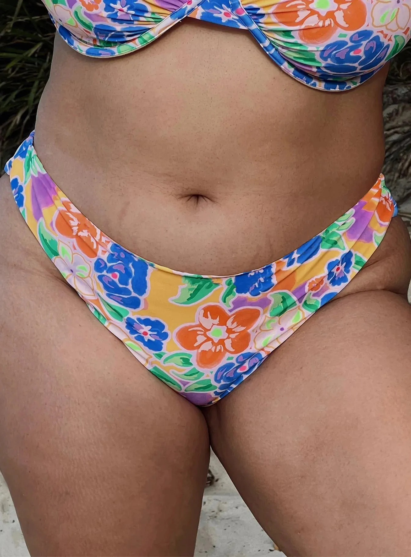 Slip Resistant Hem Moisture Wicking Fibers Ellie Bikini Bottoms Multi Floral Curve