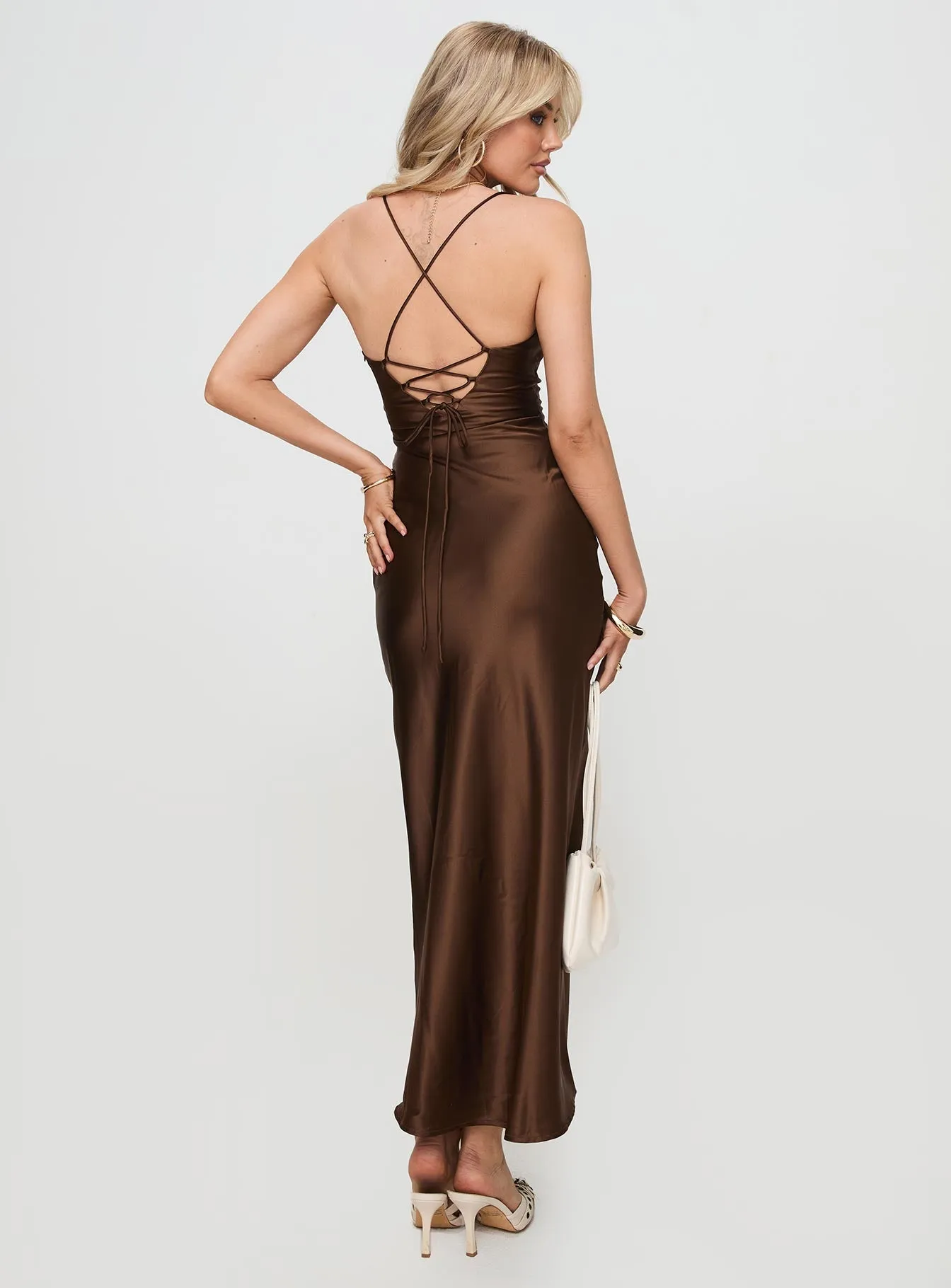 comfortable length Bride Maid Kammie Maxi Dress Choc