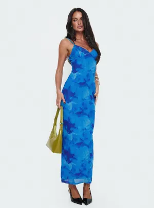 The simple design of this dress ensures that it will never go out of style Hathaway Maxi Dress Blue Floral