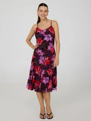 Floral Spaghetti Strap Chiffon Midi Dress Comfort Fit Modern feminine style