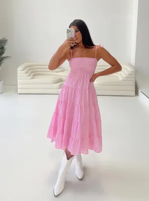 Forest Air Macer Maxi Dress Pink
