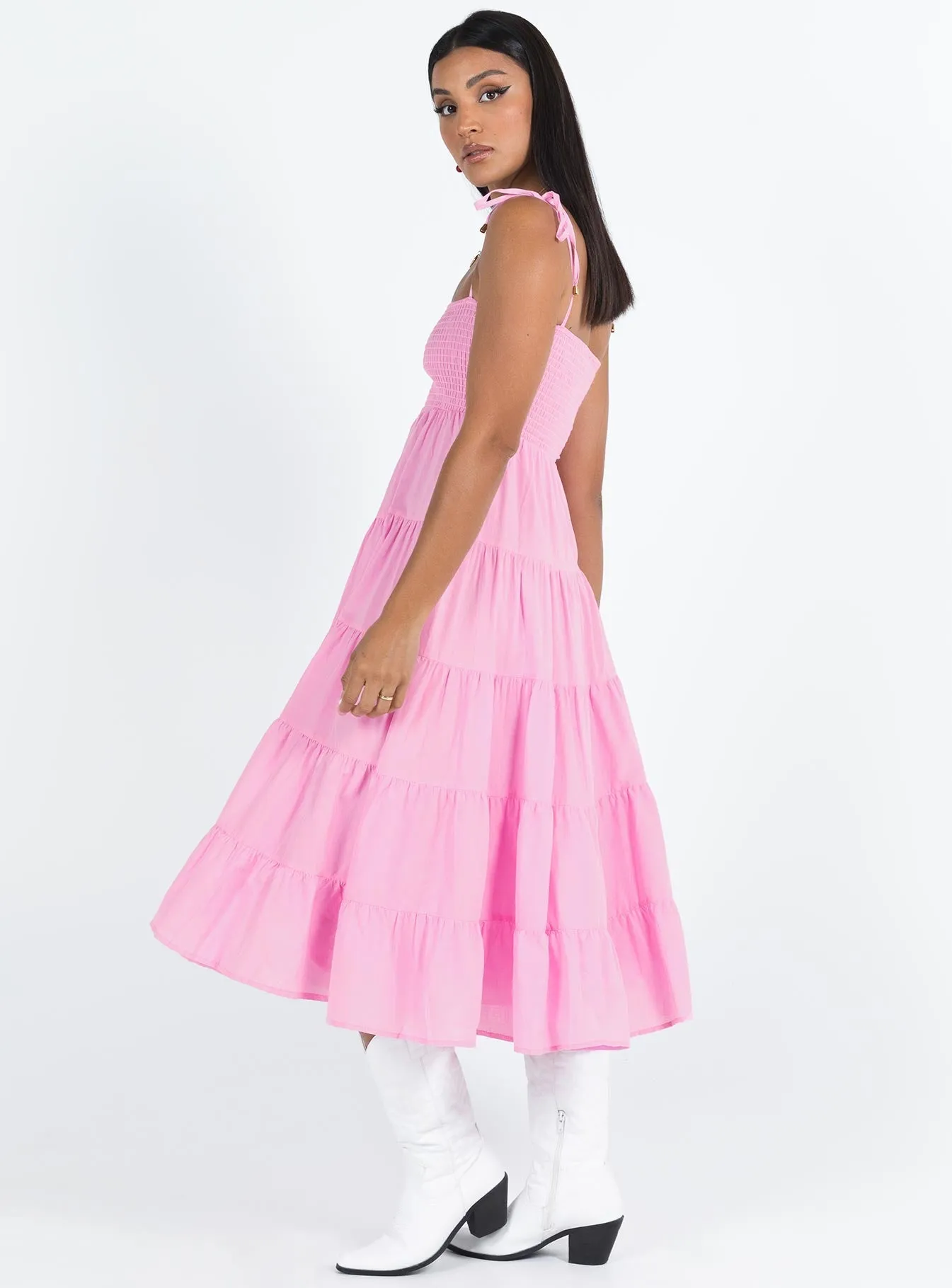Macer Maxi Dress Pink The flattering cut of this dress creates a polished appearance without being overly fussy
