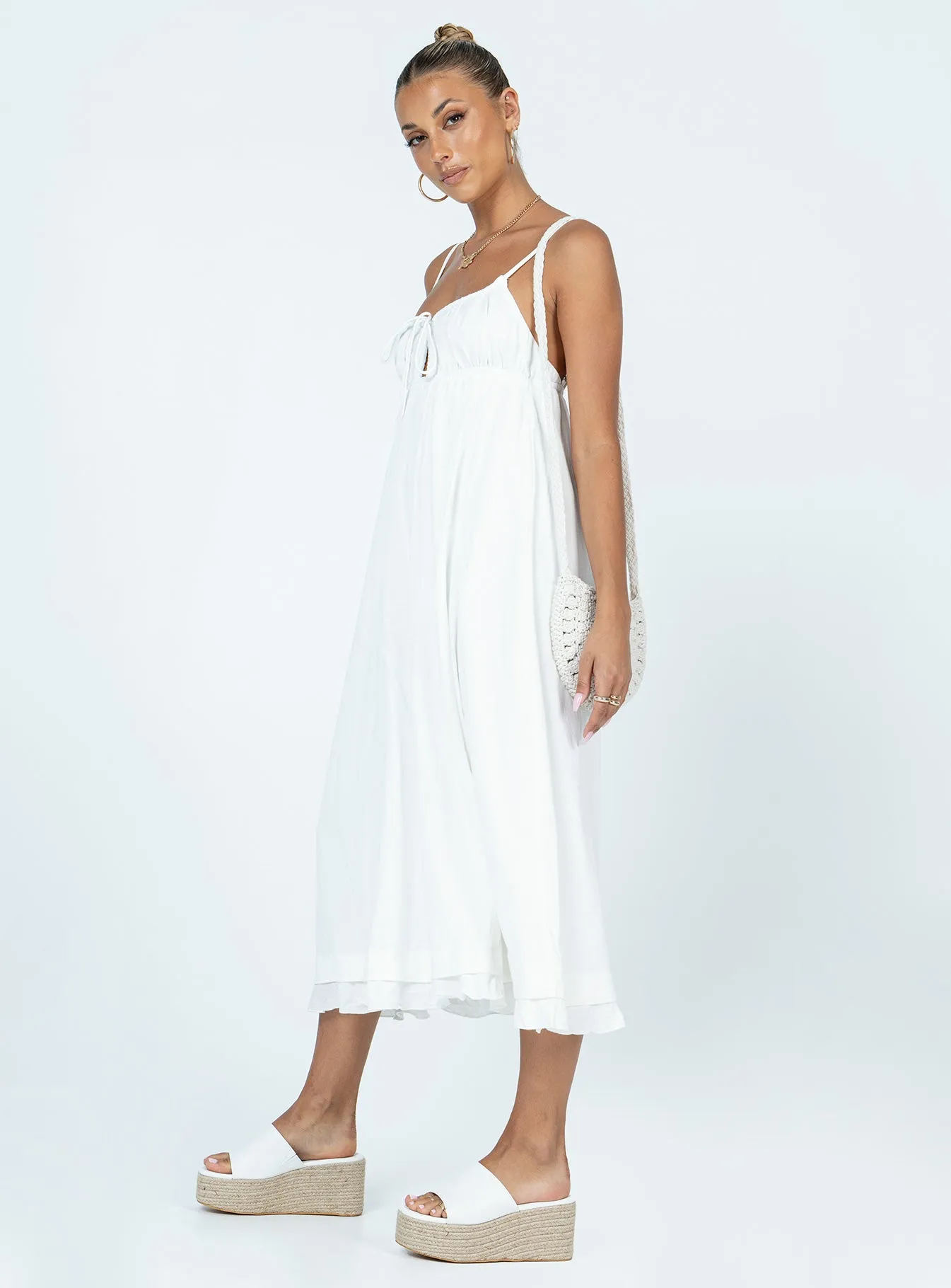 Leather Soft Empress Of Love Maxi Dress White
