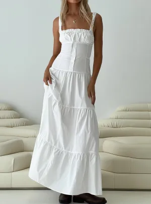Heart Shaped Maxi Dress White Shell Glow Retro Charm