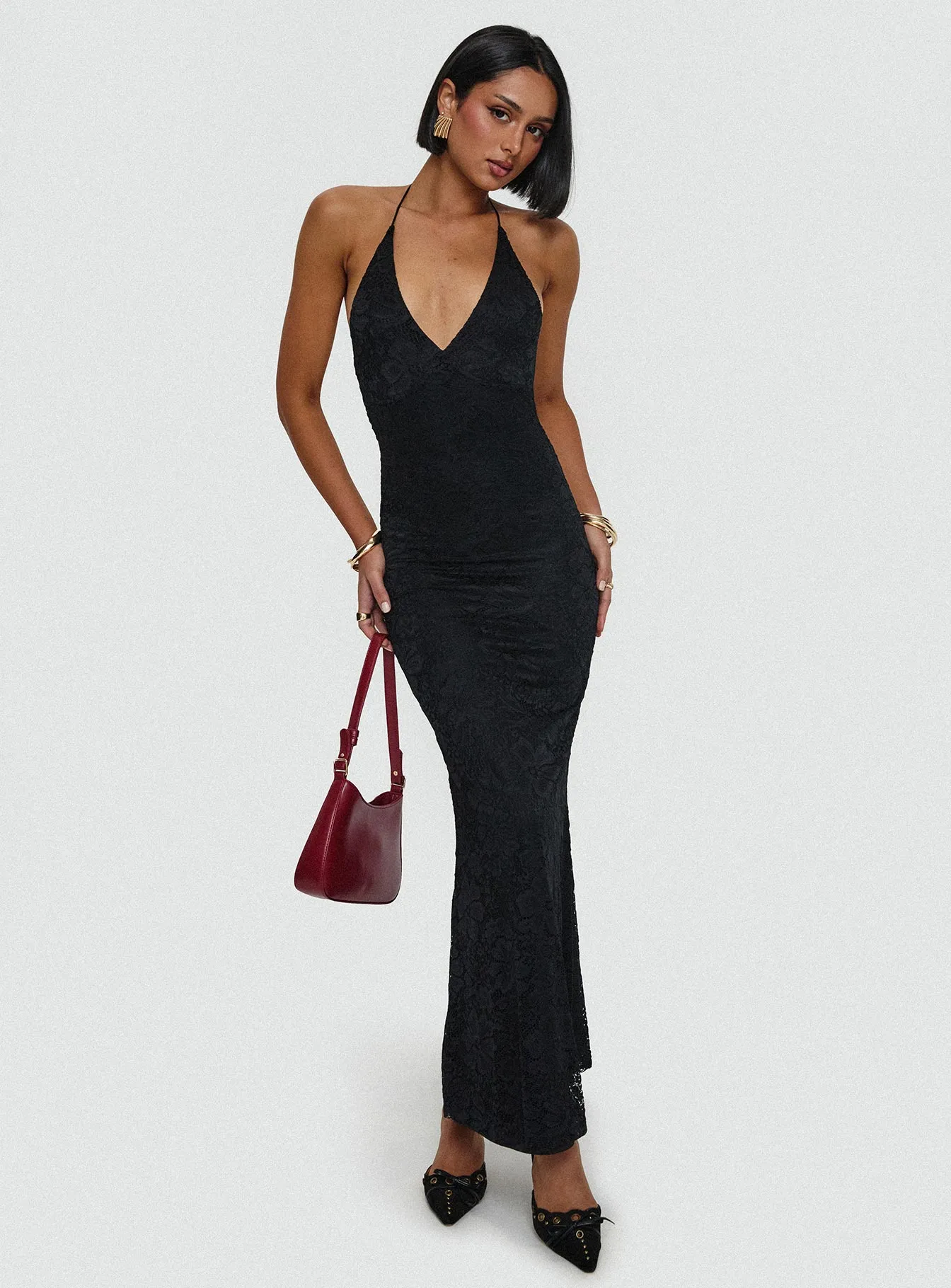 Tide Glow Herb Garden Beautie Halter Maxi Dress Black