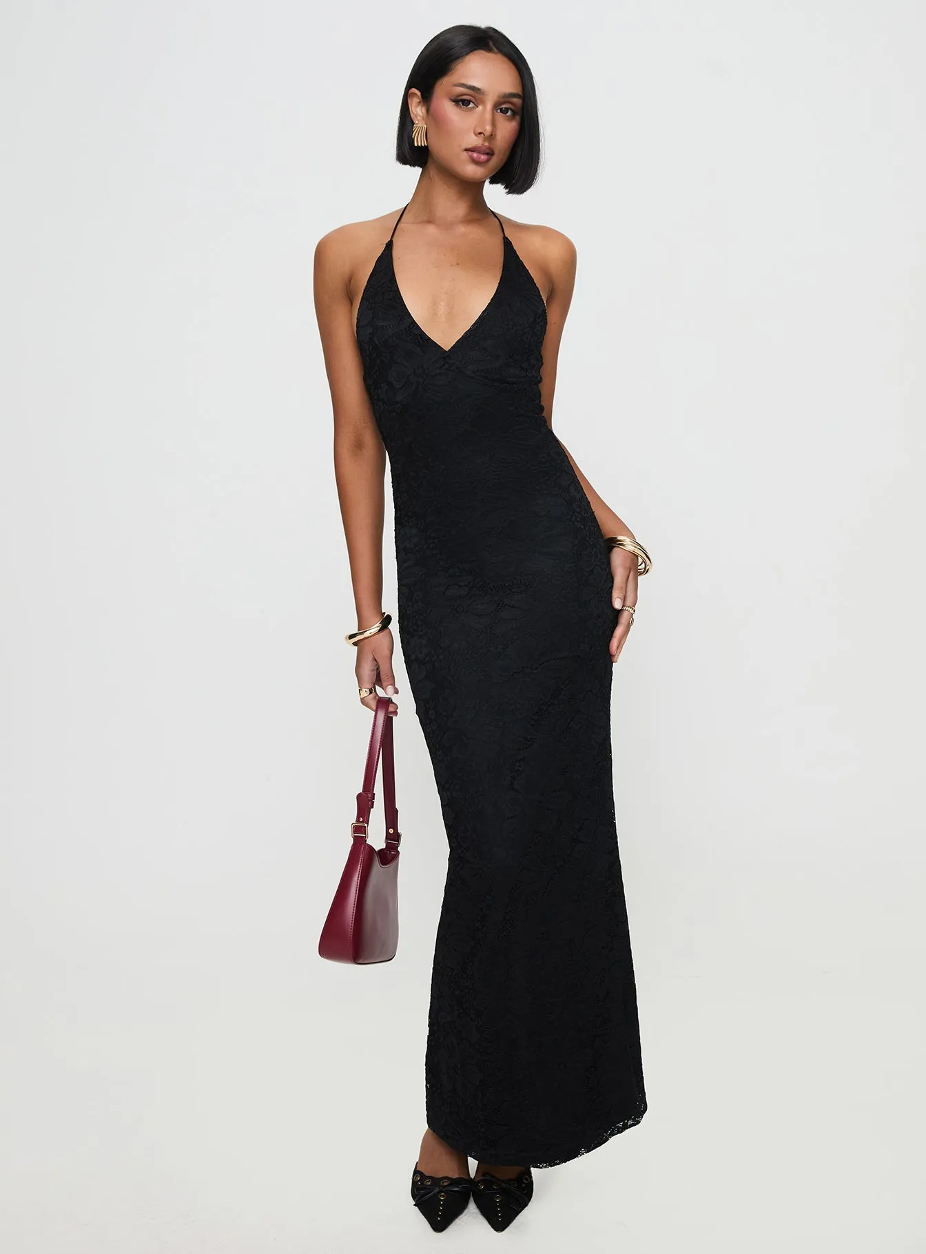 casual beachwear Ombre Shade Beautie Halter Maxi Dress Black