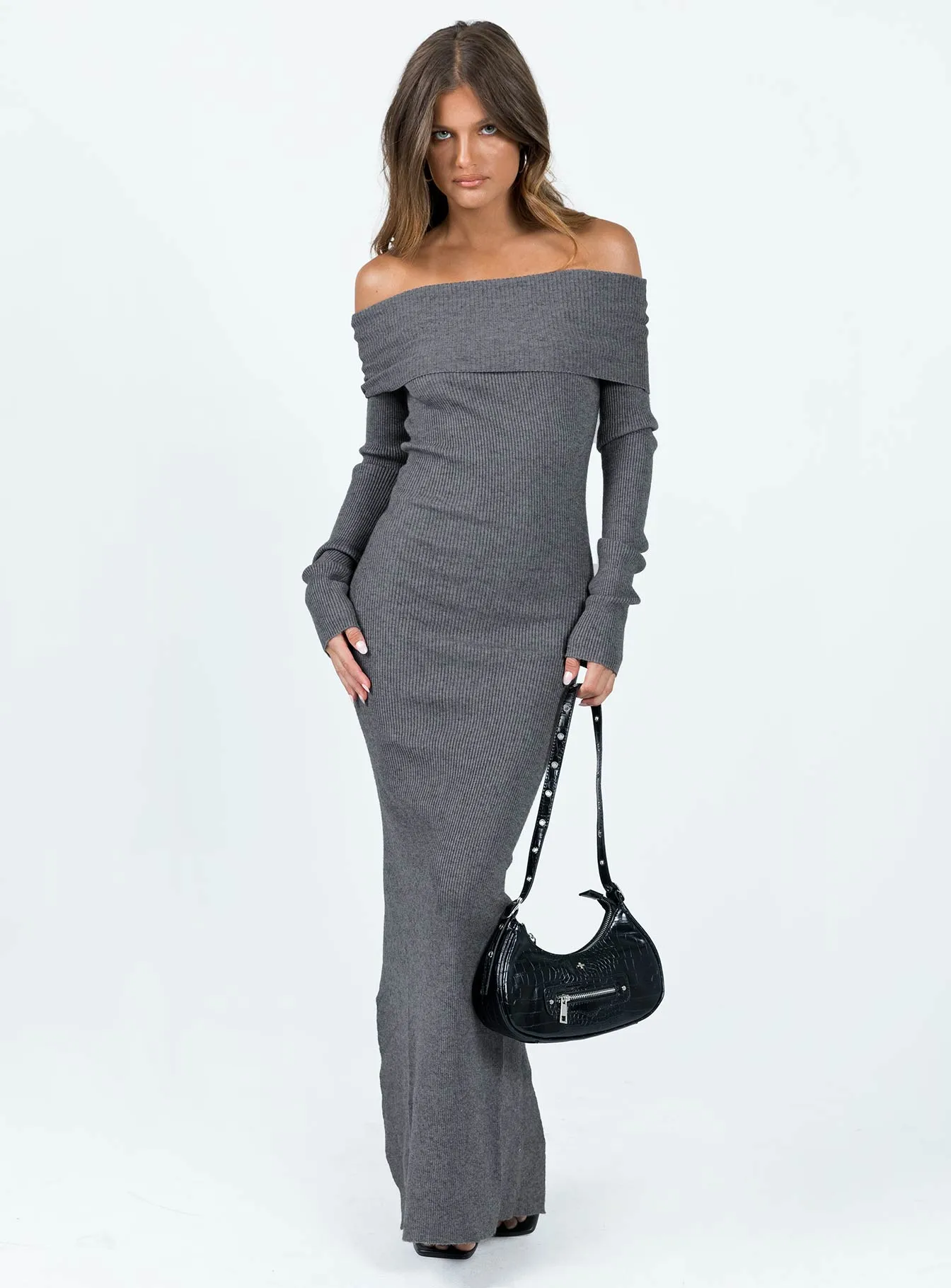 Phylis Off The Shoulder Maxi Dress Slate Stream Path Country Glow