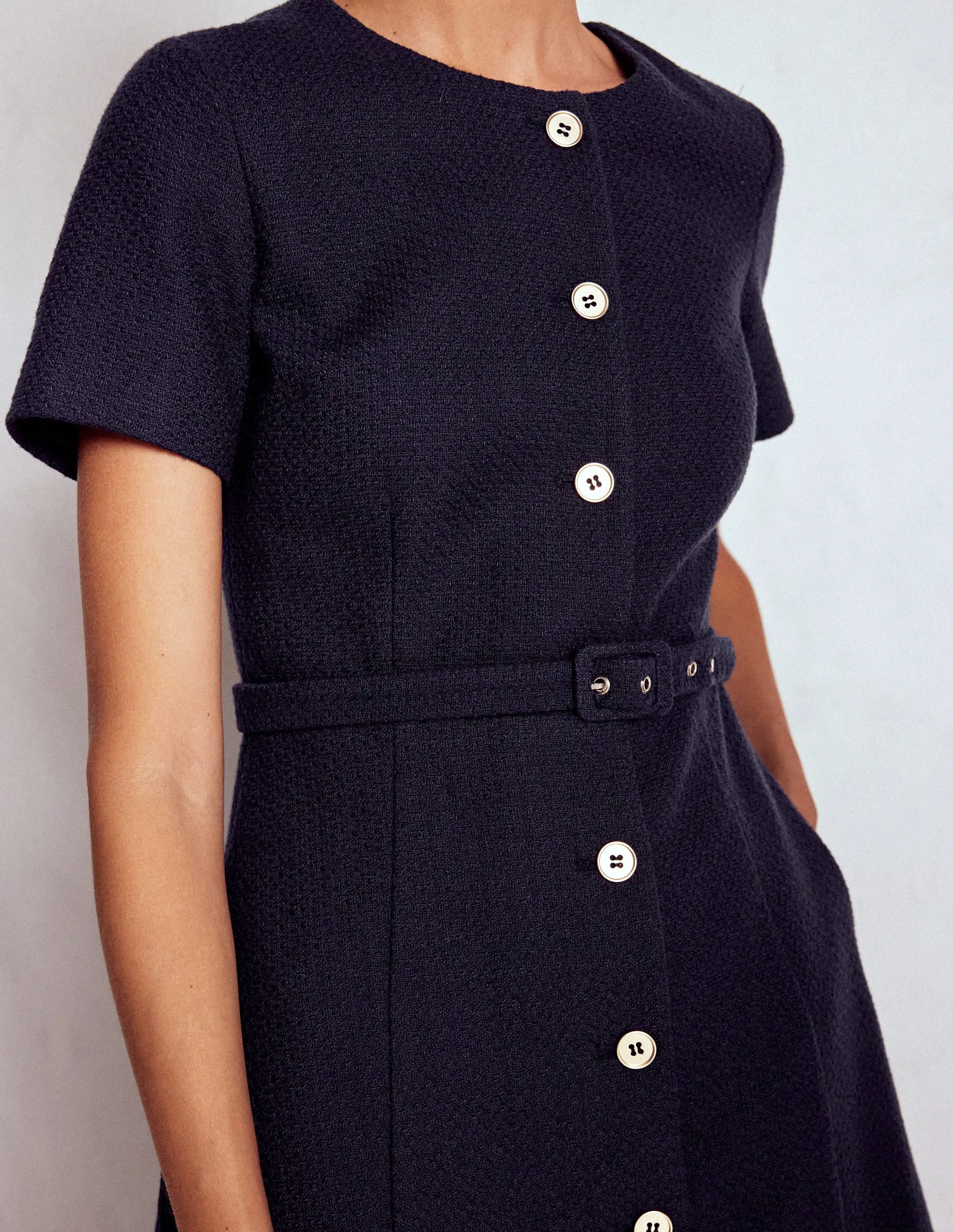 Charlotte Cotton Midi Dress-Navy City Friendly