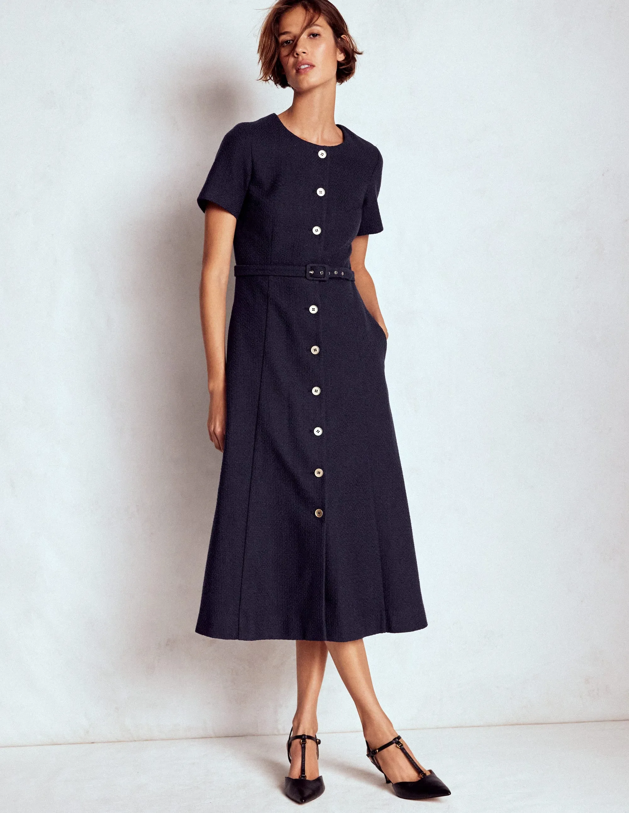 Charlotte Cotton Midi Dress-Navy Street Lamp Stylish options