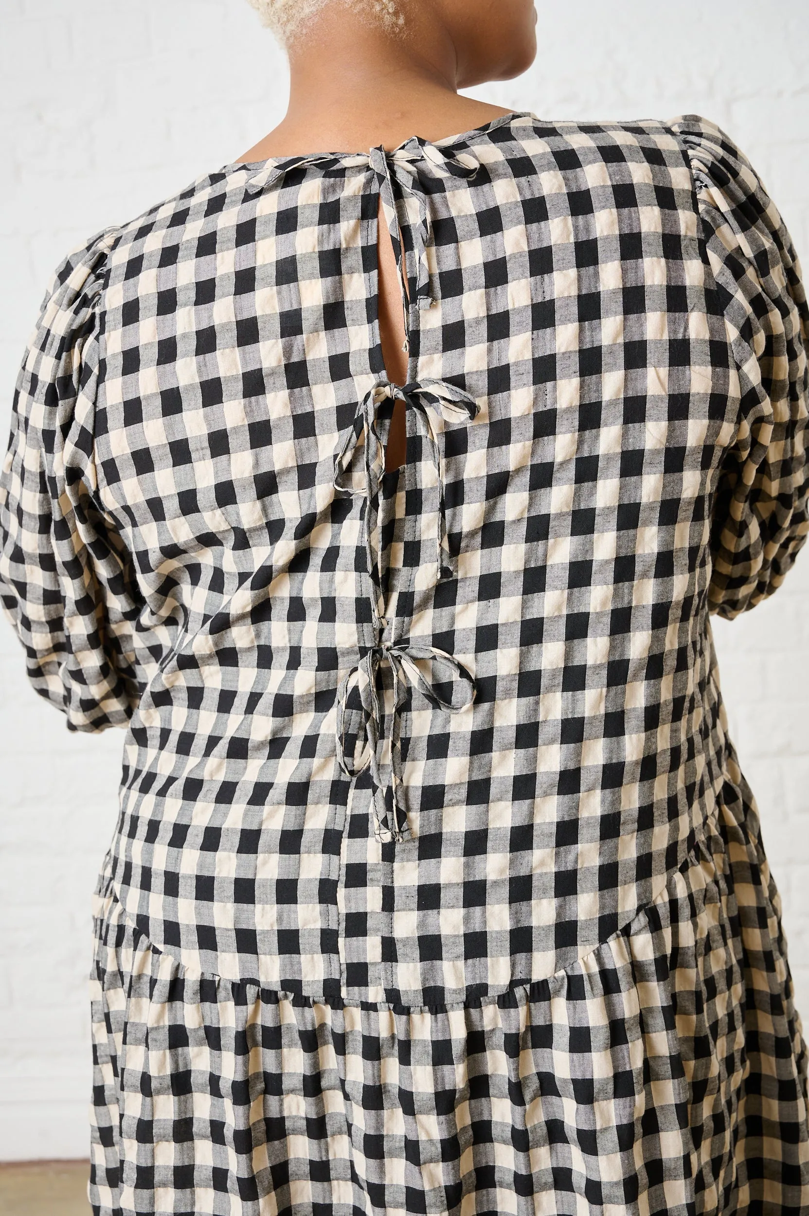 Fantasy Glow Black Gingham Bow Dress
