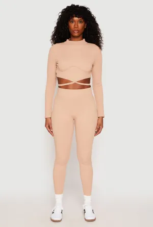 Body Shaping Beginner Level Seamless High Waisted Rib Knit Leggings