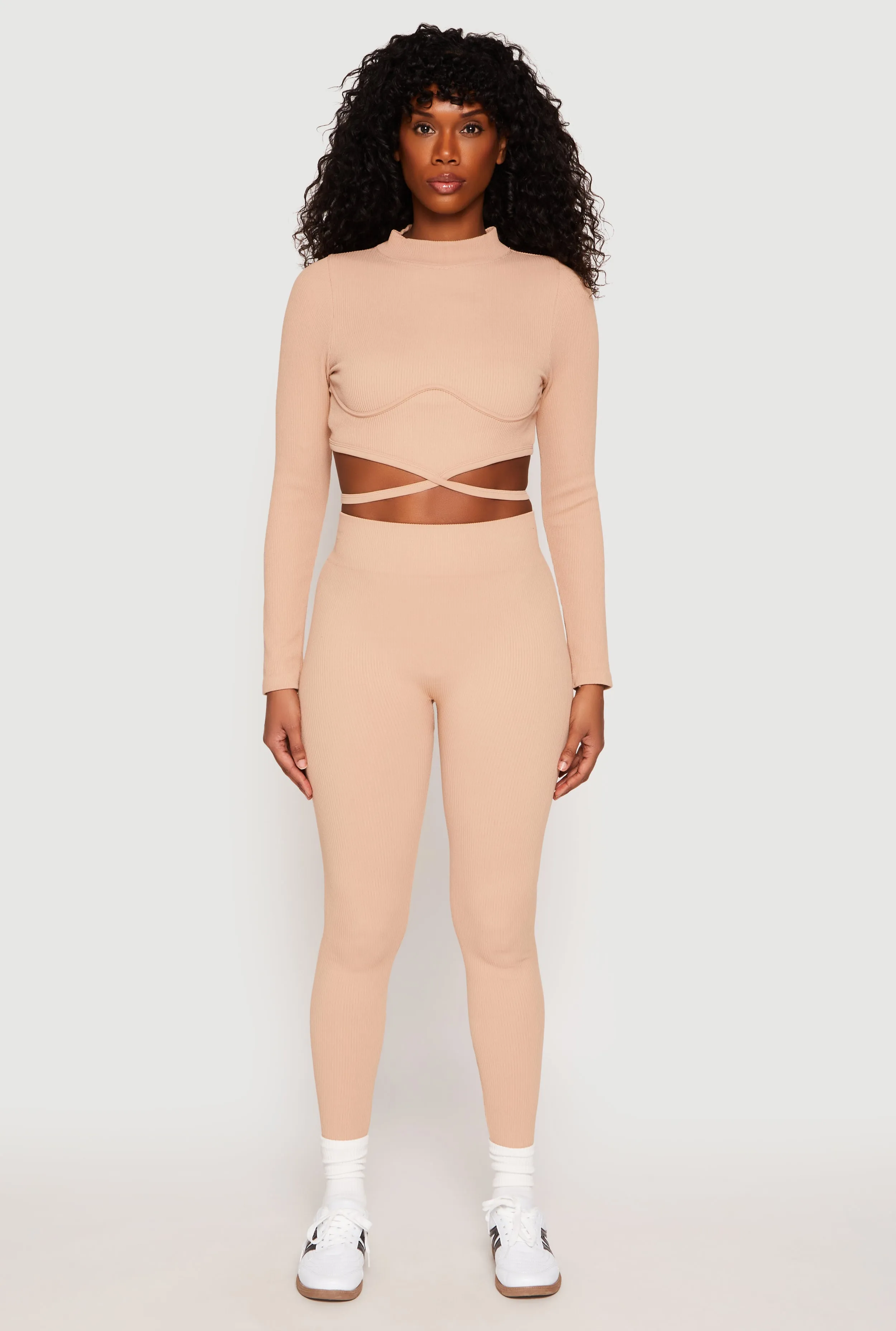 Body Shaping Beginner Level Seamless High Waisted Rib Knit Leggings