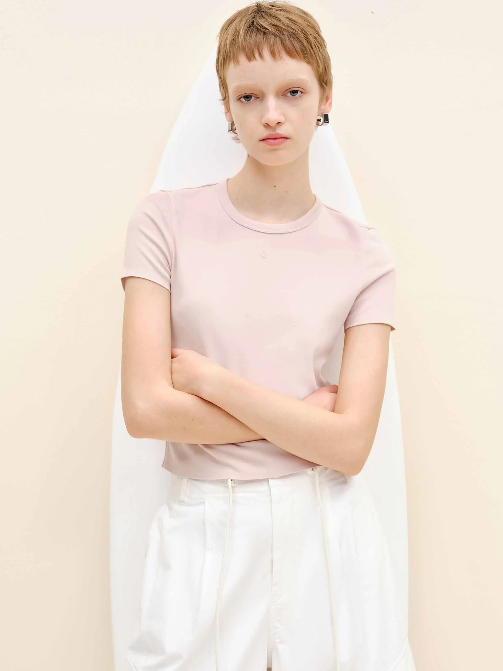 Cotton Blend Slim T-shirt Chic Look Fit For All