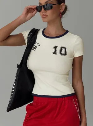 Track Record Graphic Top Cream MinimalistDesign Gym clothing