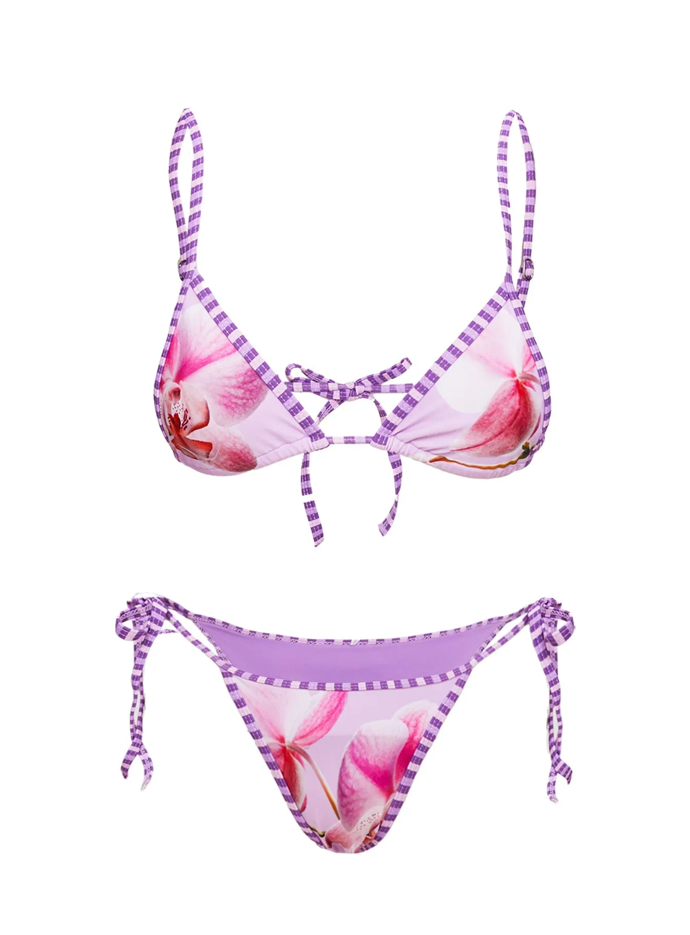 Beasley Tie Side Bikini Bottoms Pink Orchid Non Bulky Design Flexible Underwire Design