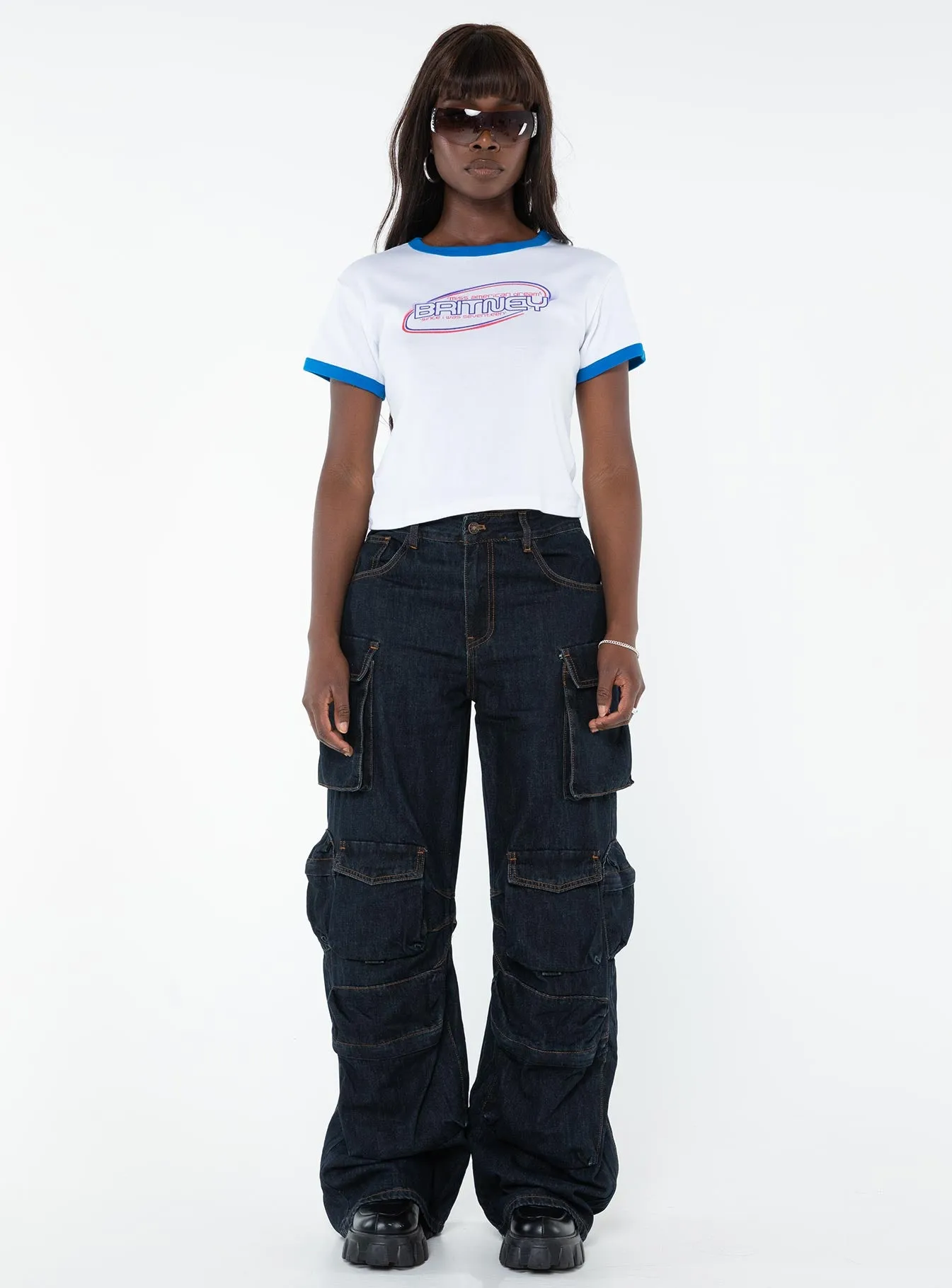 funky Britney Seventeen Baby Tee White