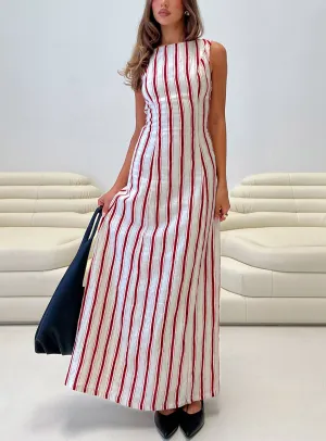 Lewisa Maxi Dress Red Stripe Weekend Escape