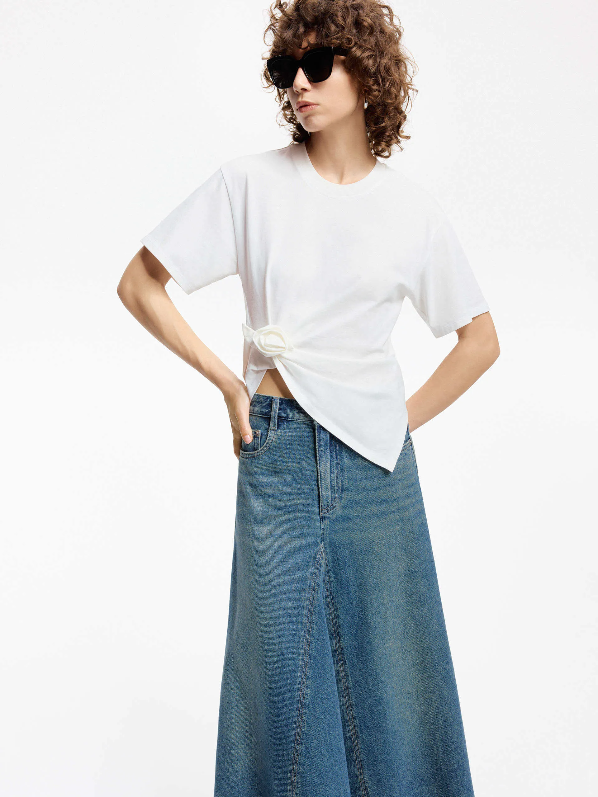 Weekend Smart Rose Knot Cotton T-shirt