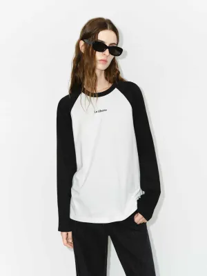 Cotton Contrast Detail T-shirts Taped Neckline