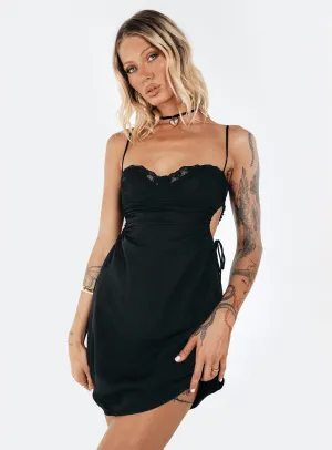 Hazel Cut Out Mini Dress Black Tall Layered silhouette Angle Look