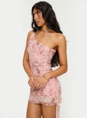 Bramwell One Shoulder Mini Dress Pink Tall Scene Cool Comfortable day-to-night dress
