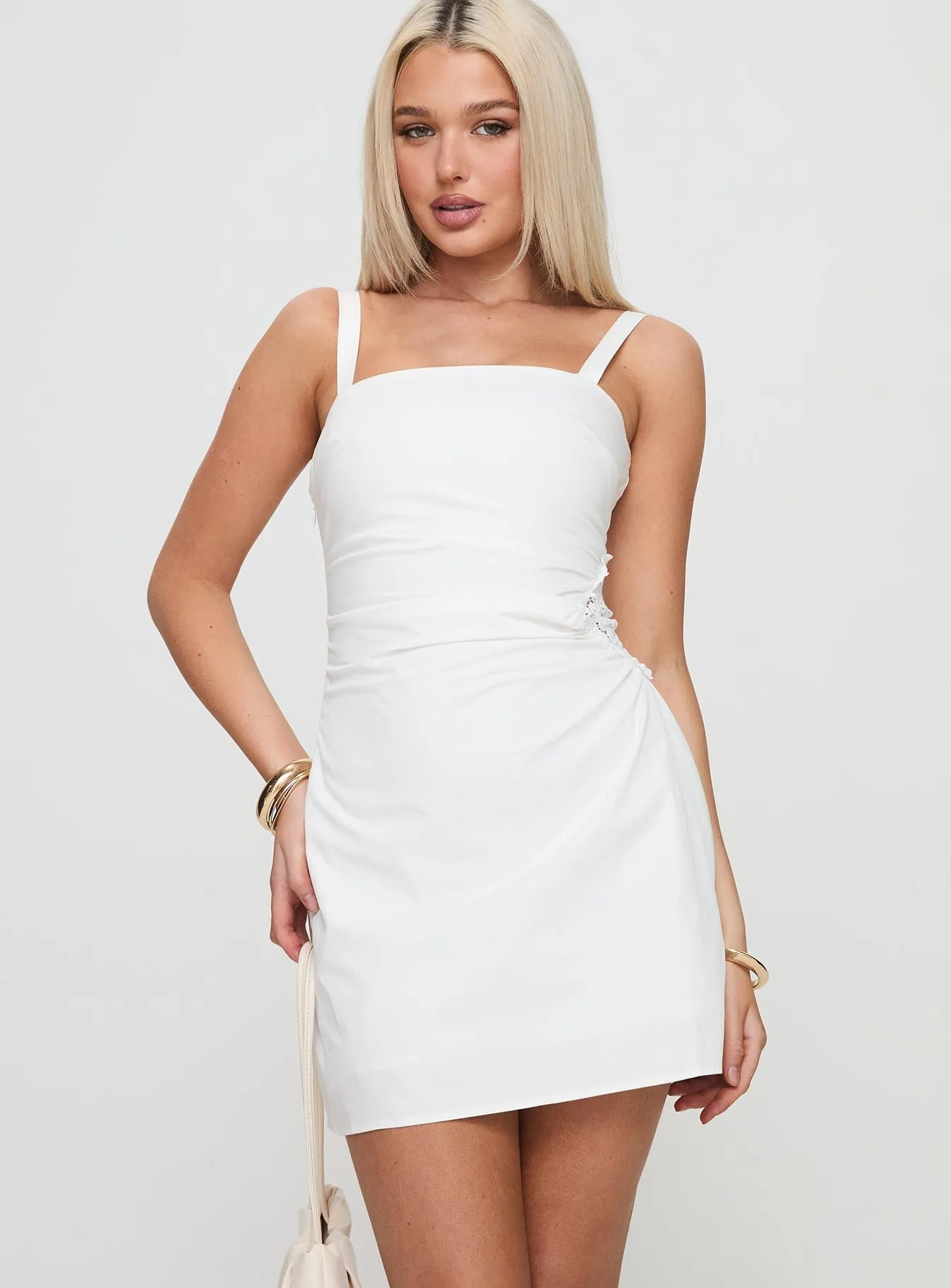 Floral Wear Doiley Moiley Mini Dress White