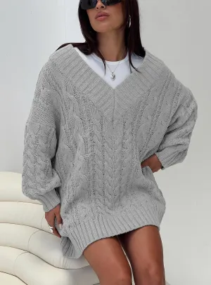 Dravi Mini Sweater Dress Grey Marle Wide Range Motion Light Reflective
