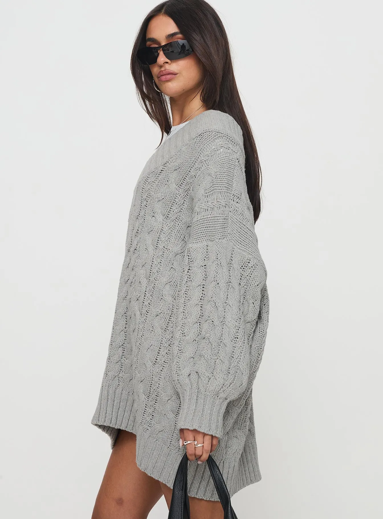Adaptive Sizing System Party Rush Dravi Mini Sweater Dress Grey Marle
