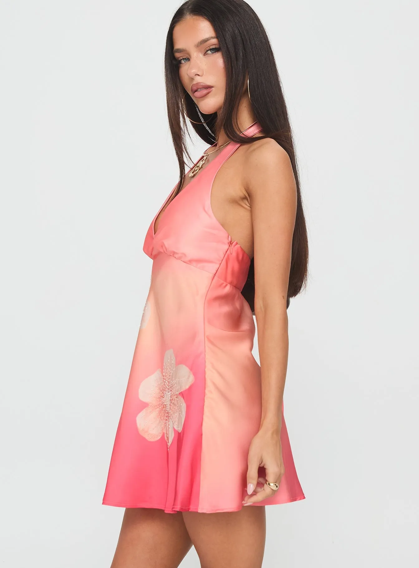 Look Hot Laleisa Beaded Halter Mini Dress Multi