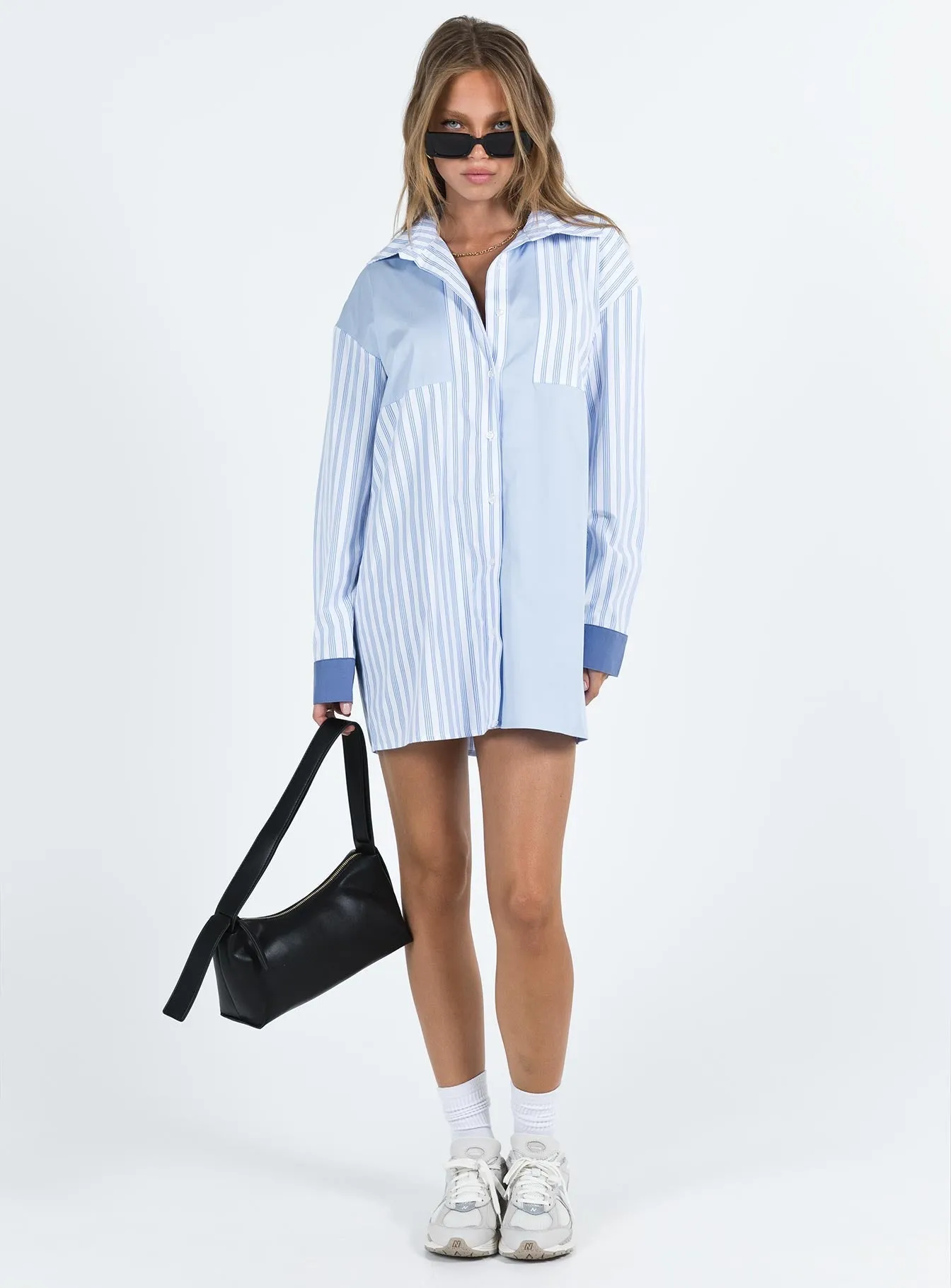 Floral Fit Rouni Shirt Dress White / Blue