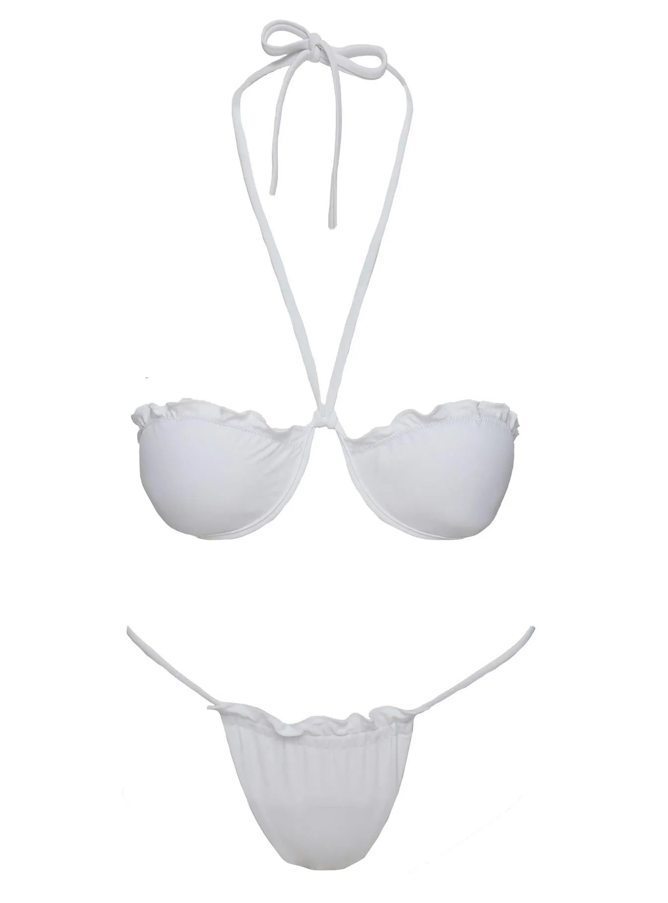 Censored Ruched Bikini Bottom White Neutral Tone Compatibility